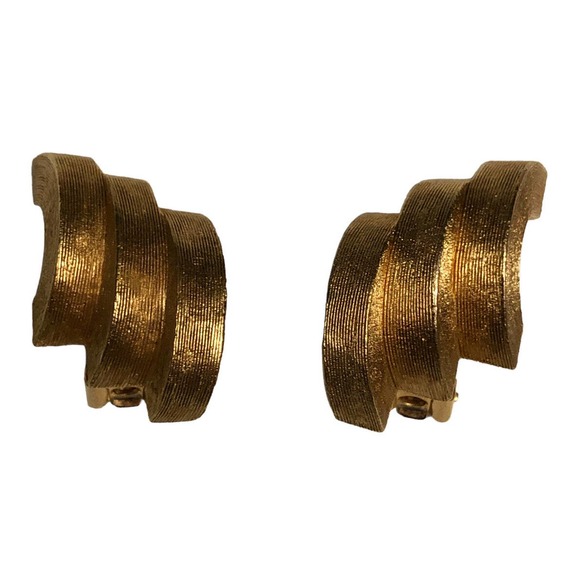 Christian Dior Clip On Earrings 1970s 1980s Runway Couture Textured Gold Drops - Picture 2 of 10